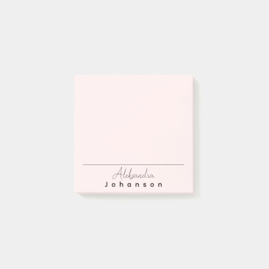 Minimale eenvoudige  naam op roze blush post-it® notes (Voorkant)