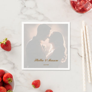 Minimale Eenvoudige overlay foto romantische bruil Servet