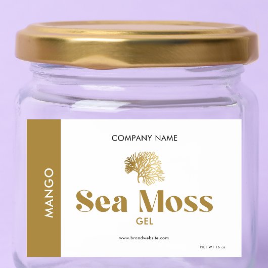 Minimale Eenvoudige Retro Goud Wit Zee Moss Smaak Voedselcontainer Etiket