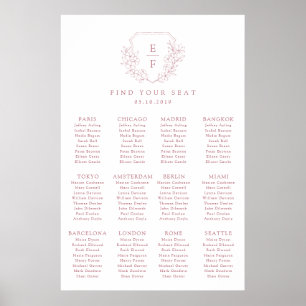 Minimale Eenvoudige Roze Kersenbloesem Kam Zitplaa Poster