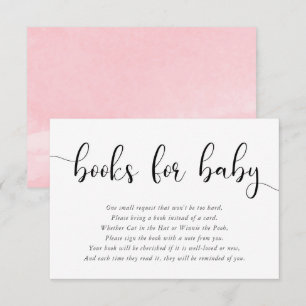Minimale eenvoudige roze zwarte boeken voor baby informatiekaartje