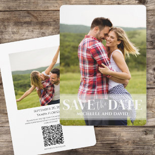 Minimale Eenvoudige Twee Foto   Website QR-code Save The Date