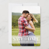 Minimale Eenvoudige Twee Foto | Website QR-code Save The Date (Voorkant)