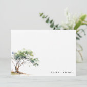 Minimale Eenvoudige Waterverf Botanische Boombruil Bedankkaart (Staand voorkant)