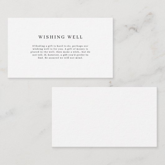 Minimale Eenvoudige Wishing Well Enclosure Card Informatiekaartje (Voorkant / Achterkant)