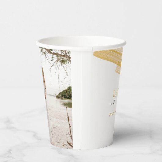 Minimale eenvoudige zandenlijnbruiloft papieren bekers (Rechts)