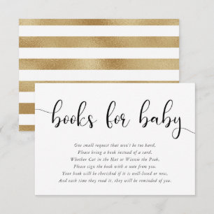 Minimale, eenvoudige zwarte gouden boeken voor bab informatiekaartje