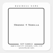 Minimale, eenvoudige, zwarte, moderne kaars vierkante sticker (Voorkant)