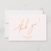 Minimale eenvoudige zwarte roze en Oranje grafisch Bedankkaart (Voorkant)