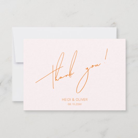 Minimale eenvoudige zwarte roze en Oranje grafisch Bedankkaart (Voorkant)