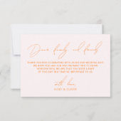 Minimale eenvoudige zwarte roze en Oranje grafisch Bedankkaart (Achterkant)