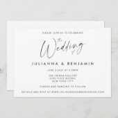 Minimale eenvoudige zwarte witte moderne scriptwed kaart (Voorkant / Achterkant)