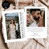 Minimale eerste getrouwde kerstfoto Passen getrouw Feestdagenkaart