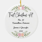 Minimale Eerste Kerstmis op Adres Nieuw Huis Keramisch Ornament (Achterkant)