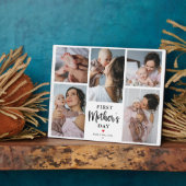 Minimale eerste Moederdag fotocollage Keepsake Fotoplaat (Zijkant)