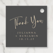 Minimale Elegant Black Script Wedding Persoonlijk Bedankjes Labels (Achterkant)