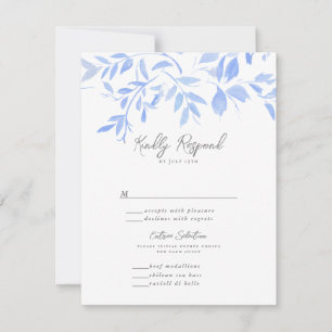 Minimale elegant blauw geschilderd porselein RSVP kaartje