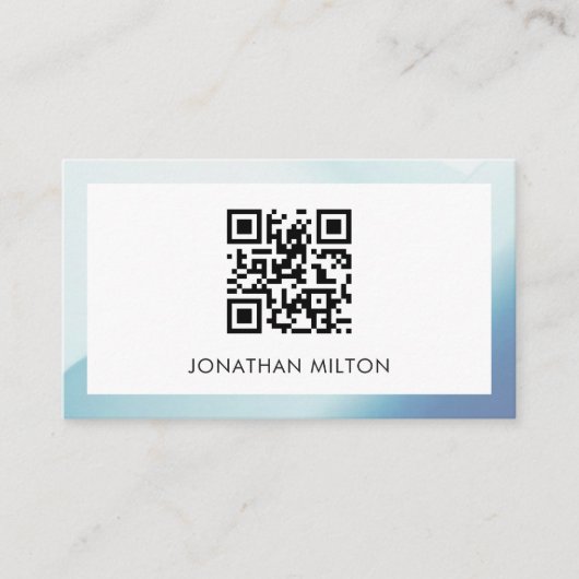 Minimale Elegant Blue White Consultant QR-code Visitekaartje (Voorkant)