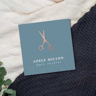 Minimale Elegant Bose Gold Scissors Haarstylist Vierkante Visitekaartje