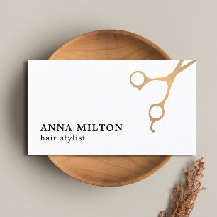 Minimale Elegant Faux Gold Scissors Hair Stylist Visitekaartje