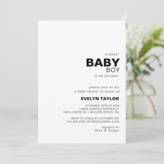 Minimale Elegant Formal Baby douche Kaart (Staand voorkant)