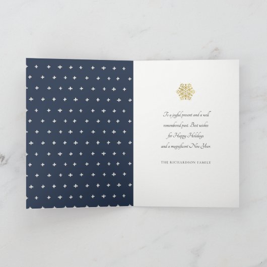 Minimale Elegant Gold Snowflake Foto geblesseerd Kaart (Binnen)