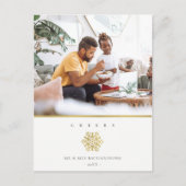 Minimale Elegant Gold Snowflake Fotokaken Feestdagenkaart (Voorkant)