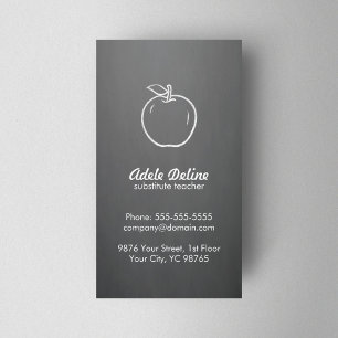 Minimale Elegant Gray White Apple-leraar Visitekaartje