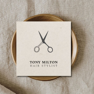Minimale Elegant Grey Scissors Haarstylist Vierkante Visitekaartje