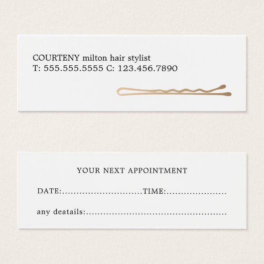 Minimale Elegant Hair Stylist Appointcard Mini Visitekaartjes (Voorkant /achterkant)