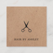 Minimale Elegant Kraft Black Scissors Haarstylist Vierkante Visitekaartje (Voorkant)