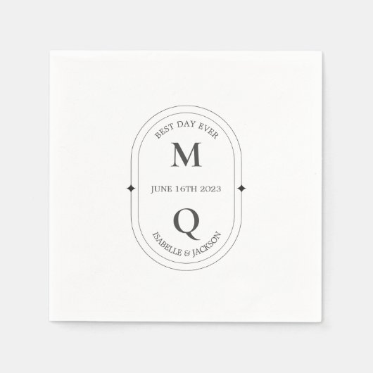 Minimale Elegant Monogram Wedding Servet (Voorkant)