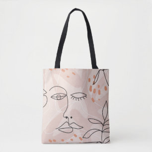 Minimale elegant naadloos patroon met één lijn dra draagtas