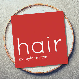 Minimale Elegant Red White Hair Stylist Vierkante Visitekaartje