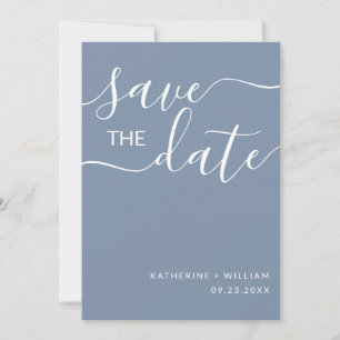 Minimale Elegant Script Dusty Blue Save the Date
