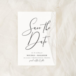 Minimale Elegant Script Photo Save the Date Kaart