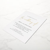 Minimale Elegant Script QR Code Weddenschap Real Folie Uitnodiging (Gedraaid)