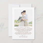 Minimale Elegant Script Weduwfoto Hartelijk dank Bedankkaart (Achterkant)