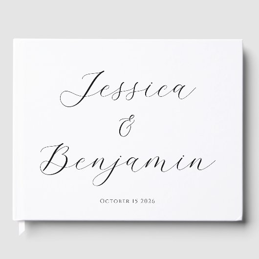 Minimale Elegant Script White Background Custom Gastenboek (Voorkant)