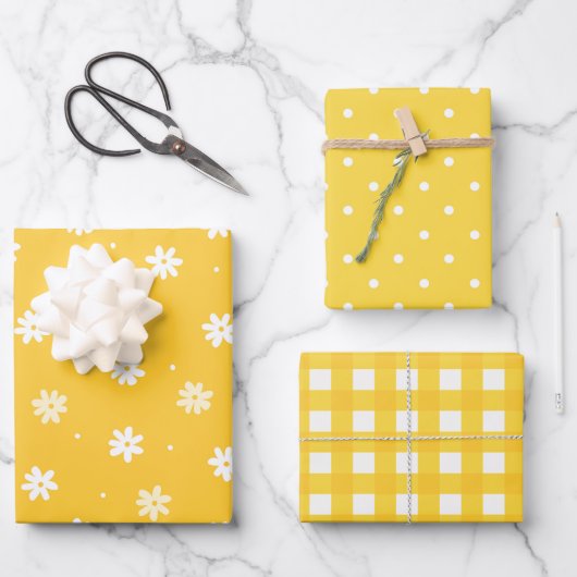 Minimale Elegant Sunflower Yellow Spring Easter Inpakpapier Vel (Voorkant)