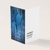 Minimale Elegant White Blue CircuitBoard Consultan Visitekaartjes (Buitenkant)