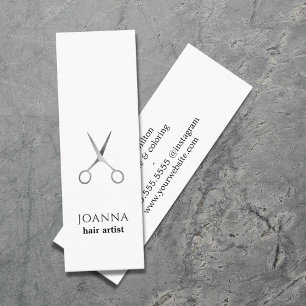 Minimale Elegant White Silver Scissors Hair Mini Visitekaartje