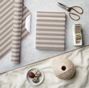 Minimale Elegante Beige Grijze Strepen Cadeaupapier