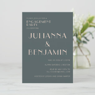 Minimale elegante Blauwgroen en Blush Engagement P Kaart