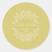Minimale Elegante Bloemenbruiloft Ronde Sticker (Voorkant)