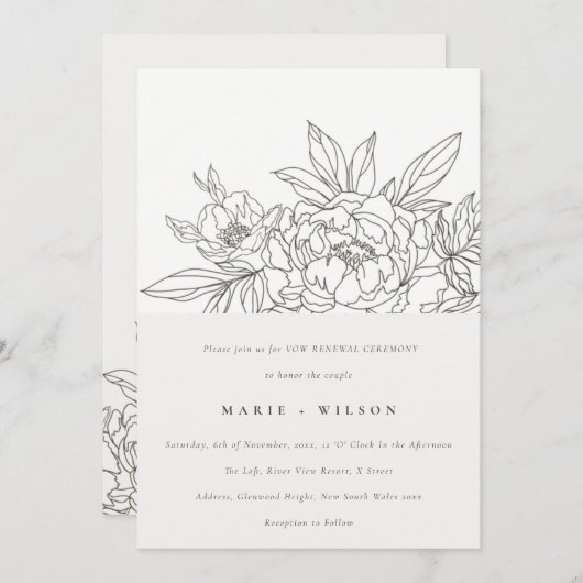 Minimale elegante bruine schets-ketch-hernieuwing kaart (Voorkant / Achterkant)