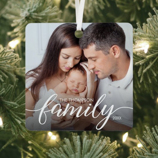 Minimale Elegante Eenvoudige Familie Liefde Kerstf Metalen Ornament (Insitu)
