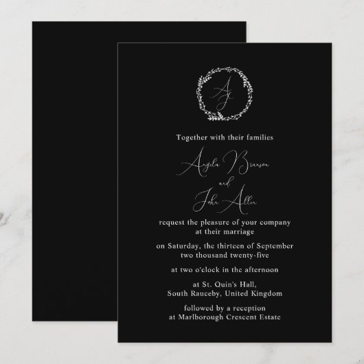 Minimale Elegante Floral Botanische Monogrammen Kr Kaart (Voorkant / Achterkant)