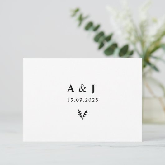 Minimale Elegante Floral Botanische Monogrammen Kr RSVP Kaartje (Staand voorkant)