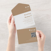 Minimale elegante formele bruine bruiloft all in one uitnodiging (Afscheurbaar)